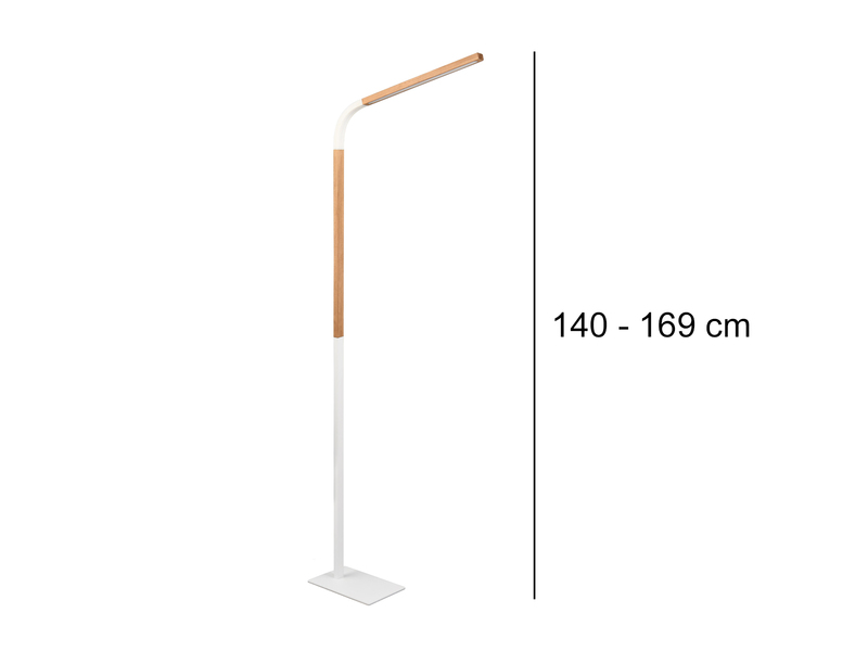 LED Stehleuchte NORRIS Weiß mit Holzelementen, Höhe 140cm