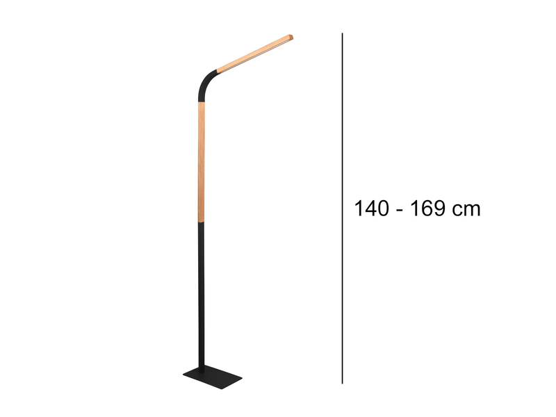 LED Stehleuchte NORRIS Schwarz mit Holzelementen, Höhe 140cm