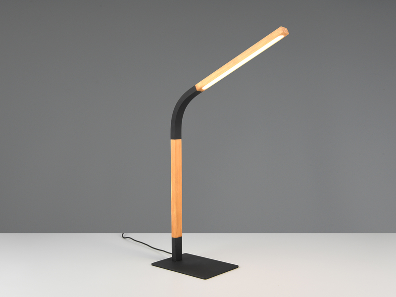LED Schreibtischleuchte NORRIS Schwarz mit Holz, Höhe 42cm