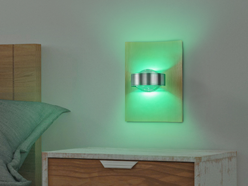 2er SET LED Wandlampen Holz mit Schalter, dimmbar & RGB Farbwechsel, 21cm hoch
