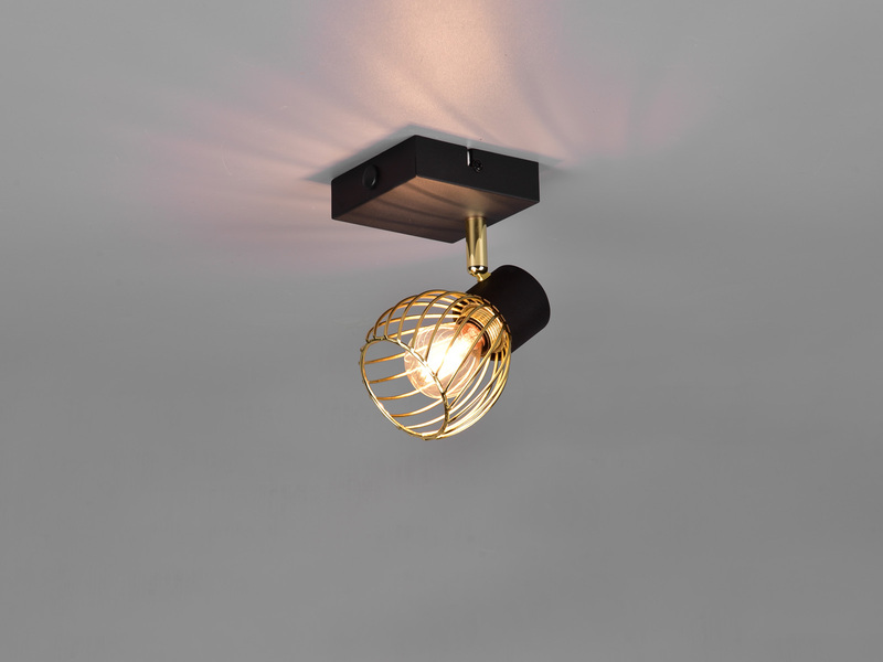 LED Wandstrahler mit Gitter Lampenschirm in Gold, Breite 9cm