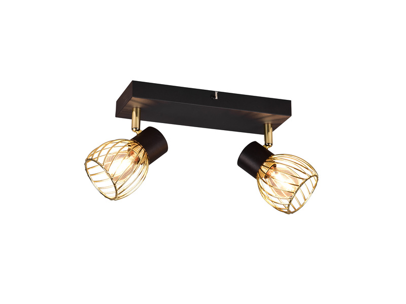 LED Deckenstrahler mit Gitter Lampenschirmen in Gold, Breite 30cm