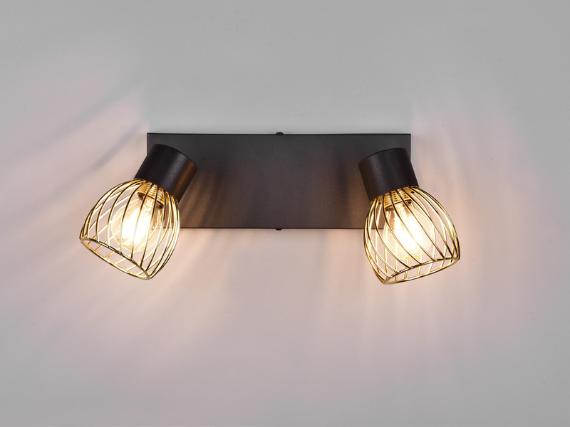 LED Deckenstrahler mit Gitter Lampenschirmen in Gold, Breite 30cm