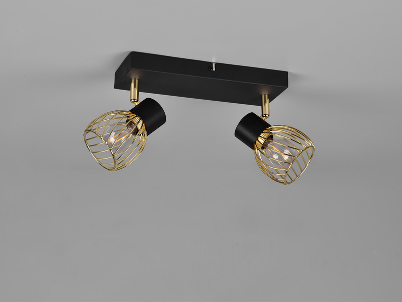 LED Deckenstrahler mit Gitter Lampenschirmen in Gold, Breite 30cm