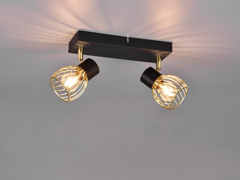 LED Deckenstrahler mit Gitter Lampenschirmen in Gold, Breite 30cm