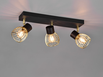 LED Deckenstrahler mit Gitter Lampenschirmen in Gold, Breite 43cm