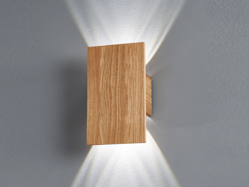 LED Wandleuchte SHINE WOOD Holz rechteckig Up and Down, 15x25cm