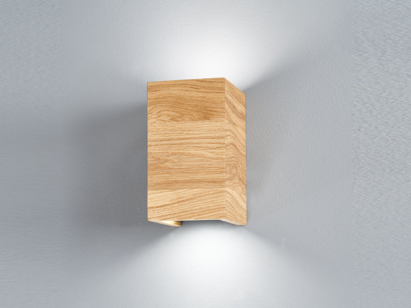 LED Wandleuchte SHINE WOOD Holz rechteckig Up and Down, 10x18cm