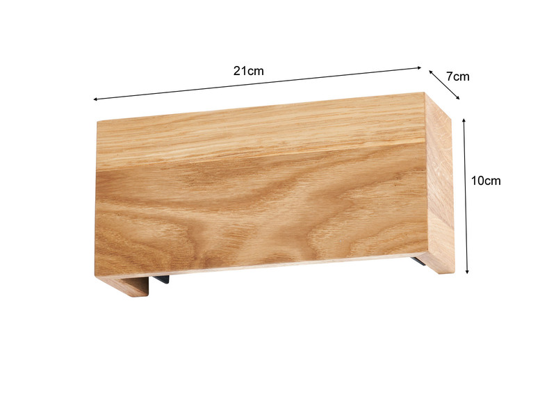 LED Wandleuchte SHINE WOOD Holz rechteckig Up and Down, 21cm breit