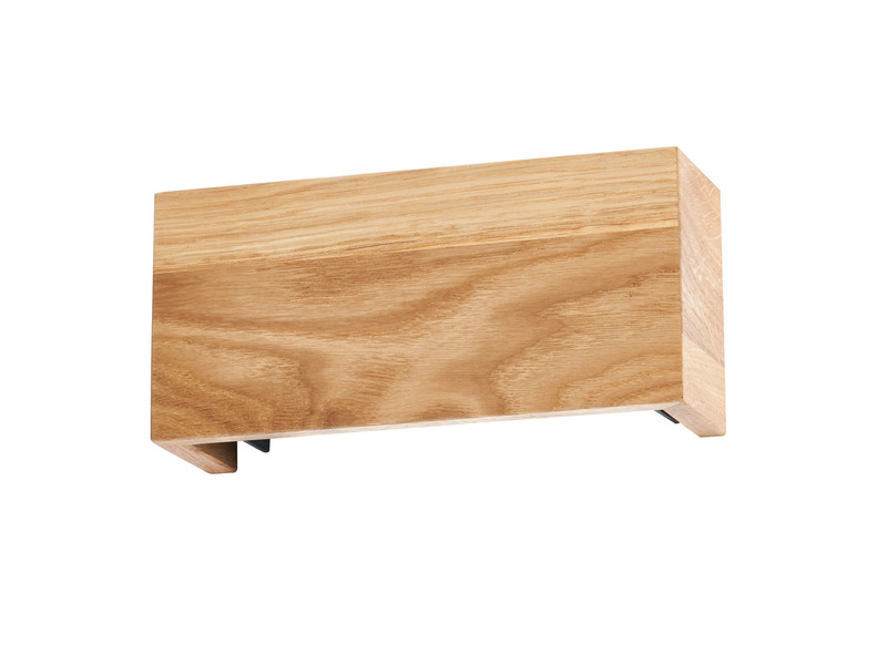 LED Wandleuchte SHINE WOOD Holz rechteckig Up and Down, 21cm breit