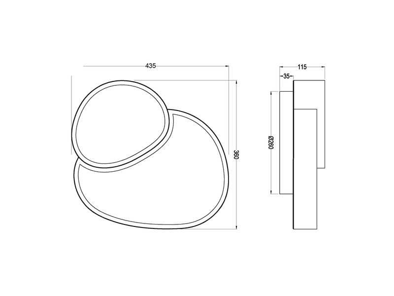 LED Deckenleuchte RISE mit Fernbedienung dimmbar, Weiß Breite 43,5cm