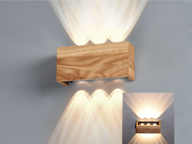 2er SET LED Wandleuchten Holz rechteckig Up & Down