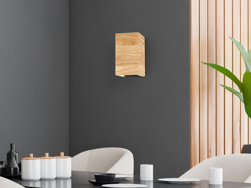 2er SET LED Wandleuchten Holz rechteckig Up and Down, 10x18cm