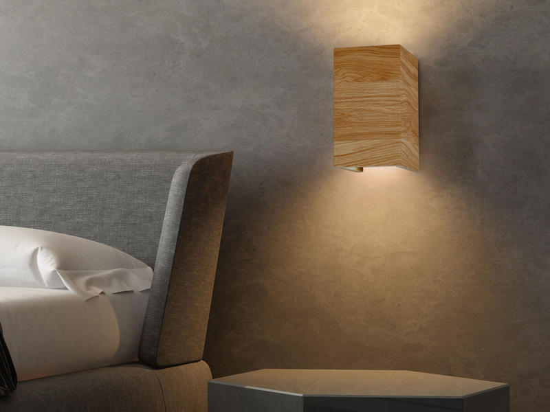 2er SET LED Wandleuchten Holz rechteckig Up and Down, 10x18cm