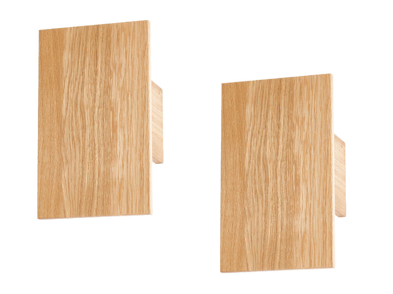 2er SET LED Wandleuchten Holz rechteckig Up and Down, 15x25cm
