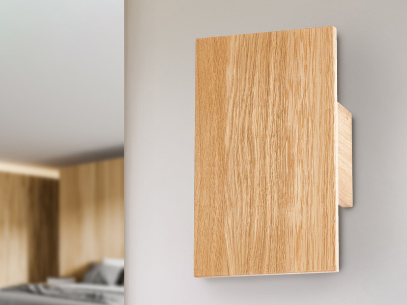 2er SET LED Wandleuchten Holz rechteckig Up and Down, 15x25cm