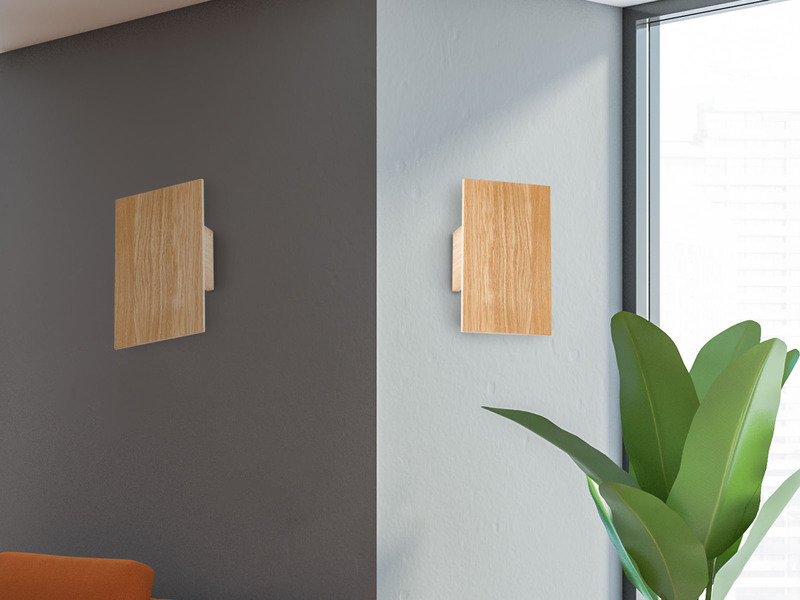 2er SET LED Wandleuchten Holz rechteckig Up and Down, 15x25cm