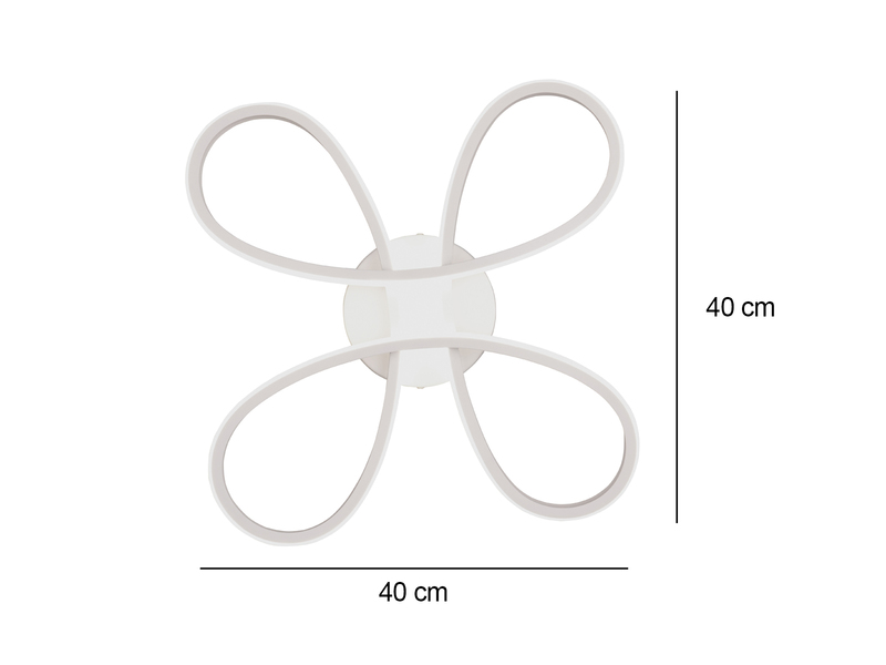 Dimmbare LED Deckenleuchte FLY geschwungen Weiß, Breite 40cm