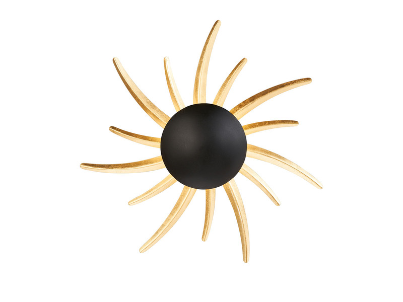 LED Wandleuchte SOL Schwarz / Gold mit Schalter, Ø 45cm