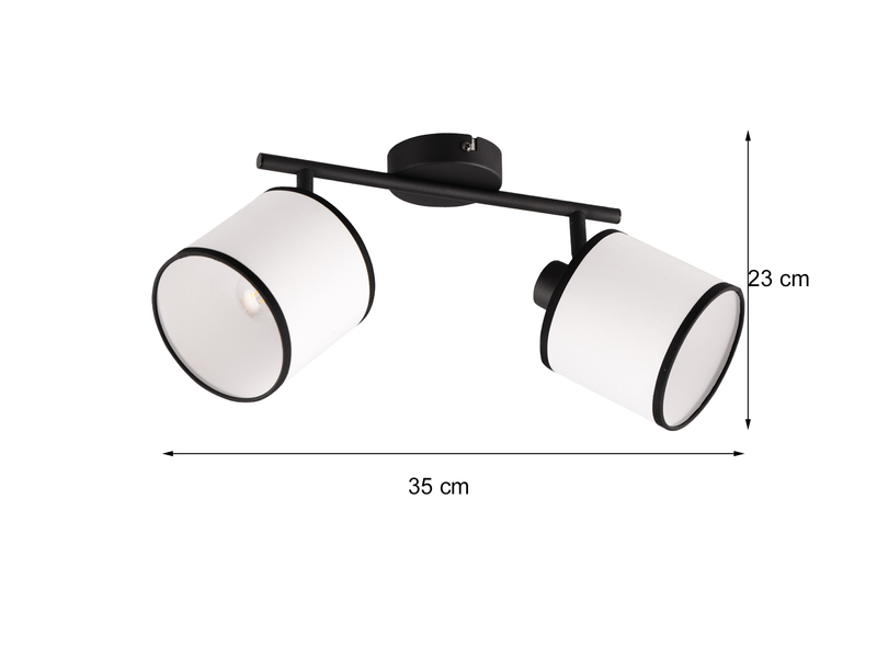 LED Wand- & Deckenstrahler mit Stoffschirm in Schwarz/Weiß, Breite 35cm