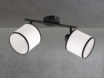 LED Wand- & Deckenstrahler mit Stoffschirm in Schwarz/Weiß, Breite 35cm
