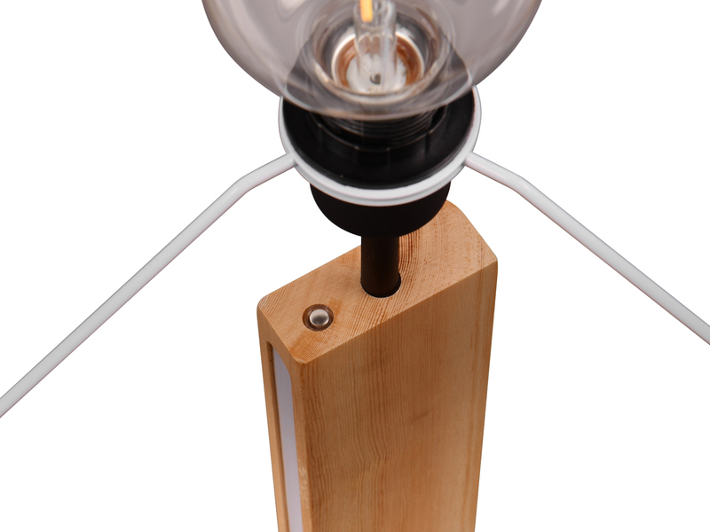 LED Stehleuchte mit beleuchtetem Holzkorpus und Stoffschirm, H: 150cm