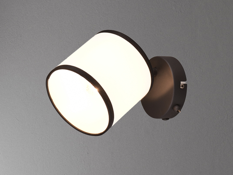 LED Wandstrahler mit Schalter und Stoffschirm Schwarz / Weiß