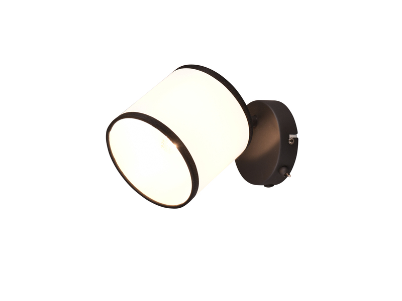 LED Wandstrahler mit Schalter und Stoffschirm Schwarz / Weiß