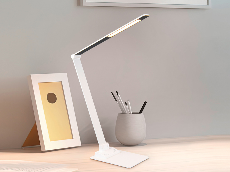 LED Schreibtischleuchte TRAVIS mit USB Ladefunktion, Weiß, Höhe 71cm