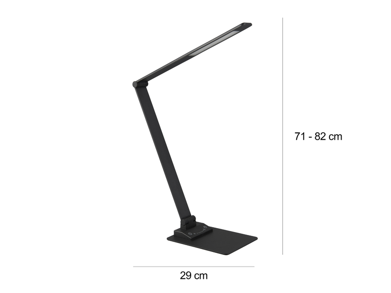LED Schreibtischleuchte TRAVIS mit USB Ladefunktion, Schwarz, Höhe 71cm