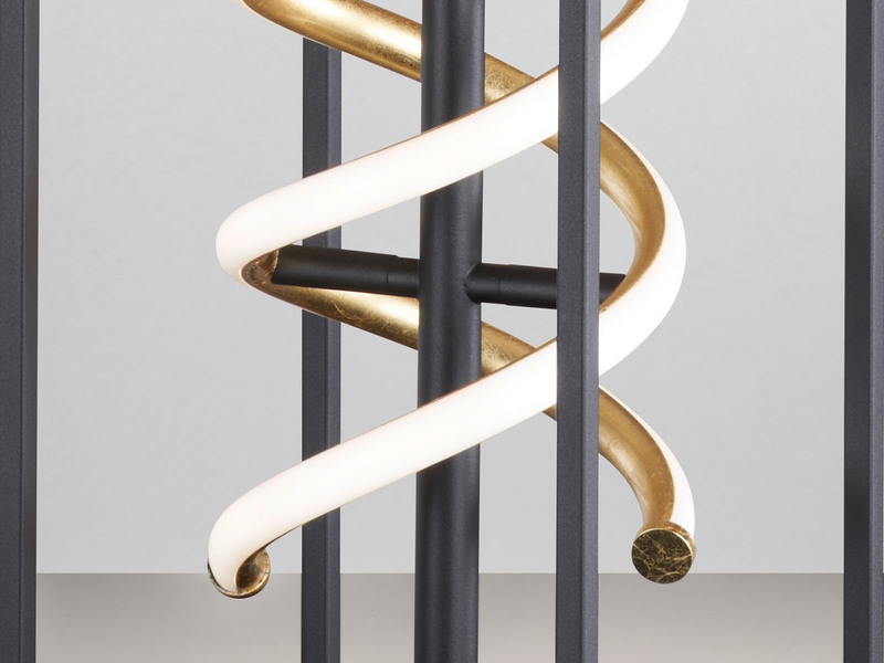 LED Stehleuchte GIAN Schwarz Gold dimmbar, Höhe 135cm