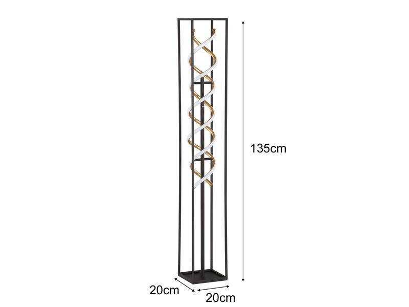 LED Stehleuchte GIAN Schwarz Gold dimmbar, Höhe 135cm