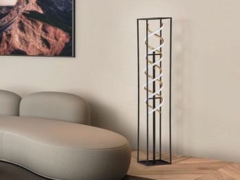 LED Stehleuchte GIAN Schwarz Gold dimmbar, Höhe 135cm