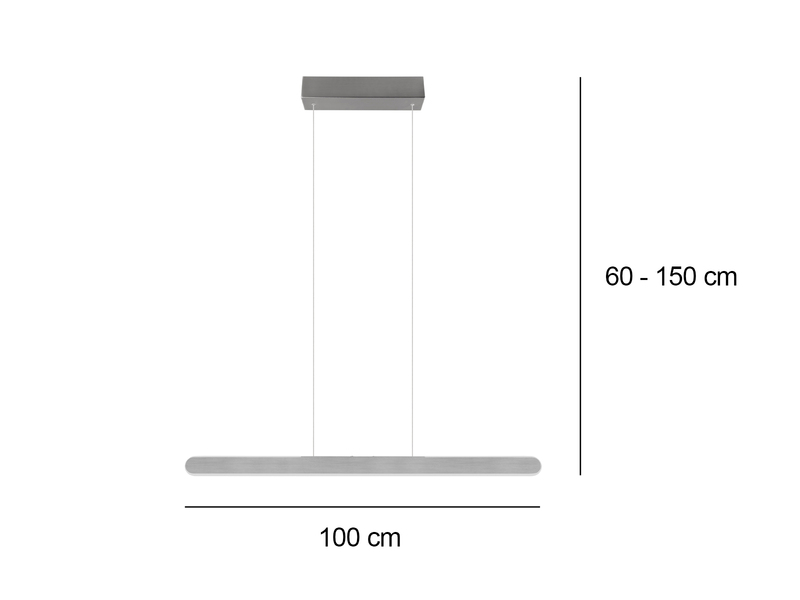 Höhenverstellbare LED Pendelleuchte HELIOS touch dimmbar, Silber Breite 100cm