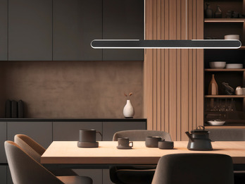 LED Pendelleuchte HELIOS Schwarz dimmbar & höhenverstellbar bis 150cm, B: 100cm