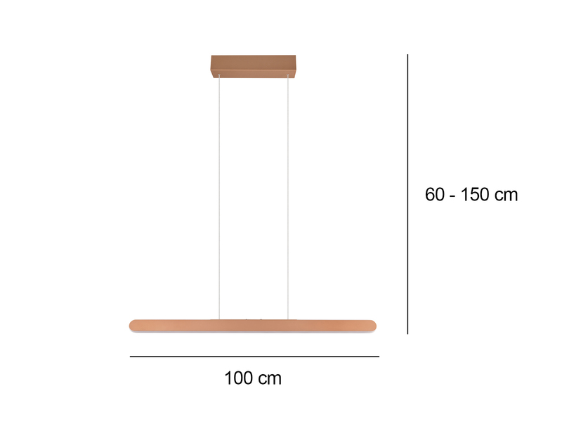 Höhenverstellbare LED Pendelleuchte HELIOS touch dimmbar, Coffee Breite 100cm