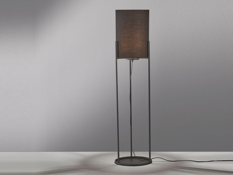 Stehleuchte SPENZER Schwarz mit Stoffschirm innen Gold, Höhe 114cm