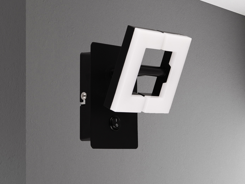 LED Wandstrahler Schwarz / Weiß mit Schalter, Spot geteilt, Breite 10cm