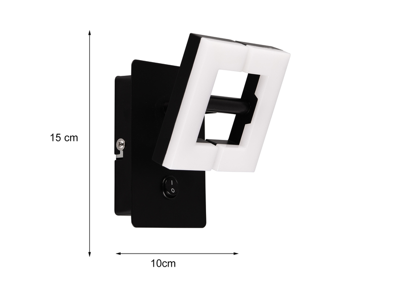 LED Wandstrahler Schwarz / Weiß mit Schalter, Spot geteilt, Breite 10cm