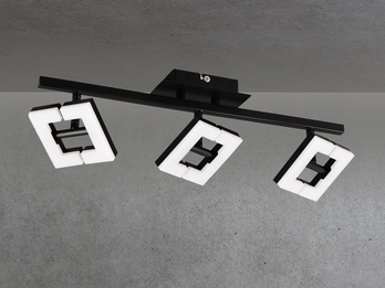 LED Deckenstrahler in Schwarz / Weiß, Spots geteilt, Breite 51cm