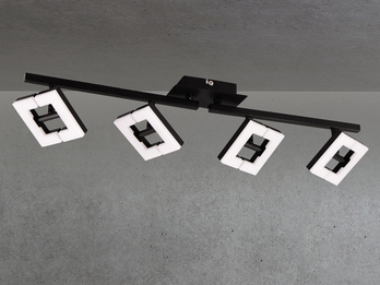 LED Deckenstrahler in Schwarz / Weiß, Spots geteilt, Breite 69cm