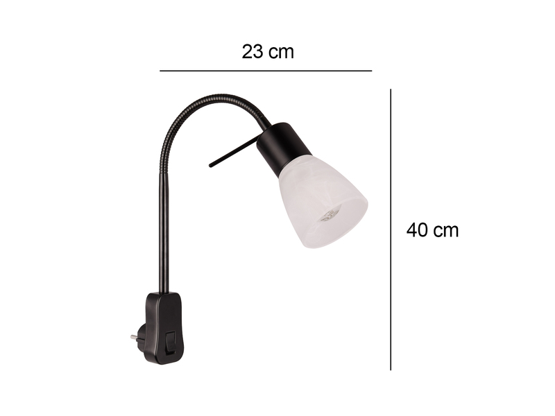 LED Steckerspot LEVISTO mit Schalter und Flexarm, Schwarz Höhe 40cm