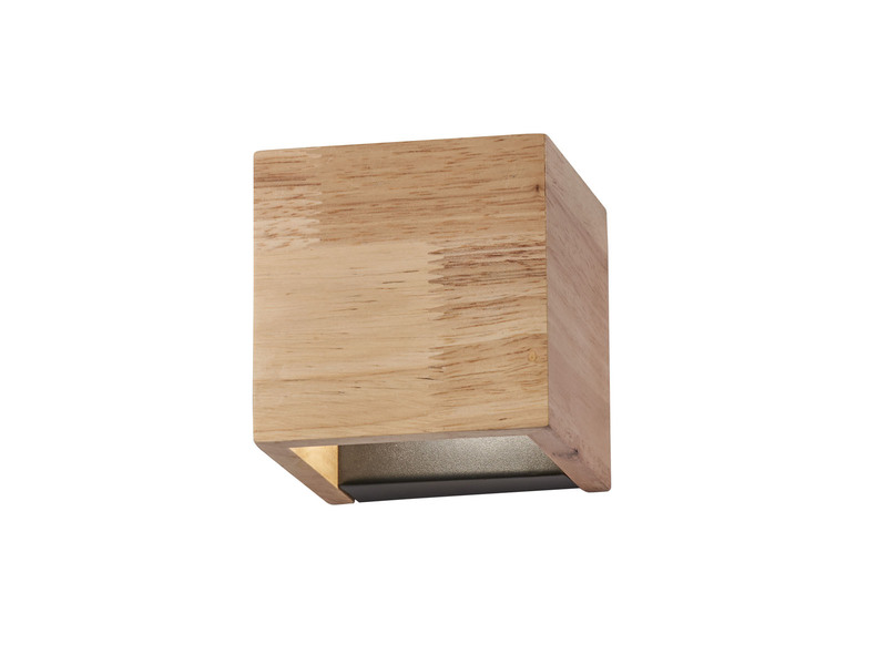 LED Wandleuchte PALOMA Holz Würfel Up and Down, Breite 10cm