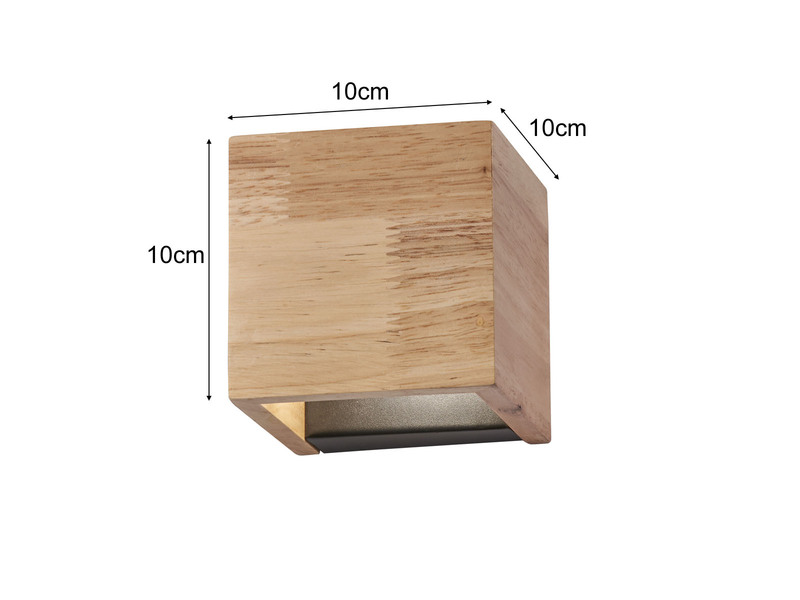 LED Wandleuchte PALOMA Holz Würfel Up and Down, Breite 10cm