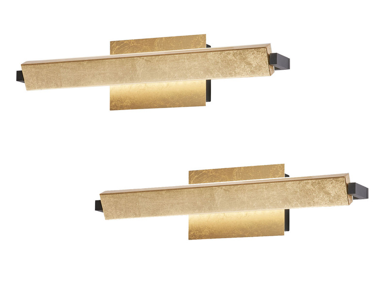 2er SET LED Wandlampen Blattgoldfarben schwenkbar & dimmbar, Breite 40cm