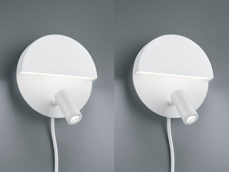 2er SET LED Leselampen Weiß mit Schalter & Stecker, Ø 16cm