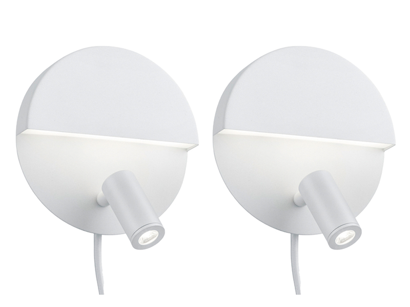 2er SET LED Leselampen Weiß mit Schalter & Stecker, Ø 16cm