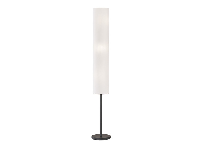 Stehlampe mit LED dimmbar - Leuchtenfuß Schwarz & Leinenschirm Weiß - Höhe 165cm