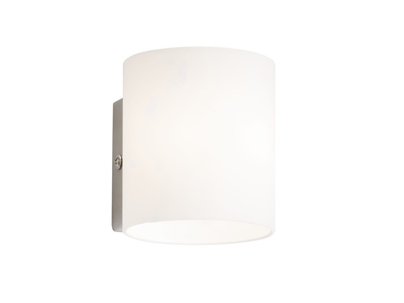 Kleine LED Wandleuchte BETTY mit Schalter, Opalglas Weiß / Silber, Höhe 9cm