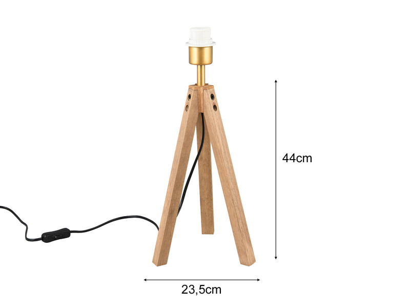Dreibein Holz Tischlampenfuß Gestell TAL ohne Schirm, 44cm groß